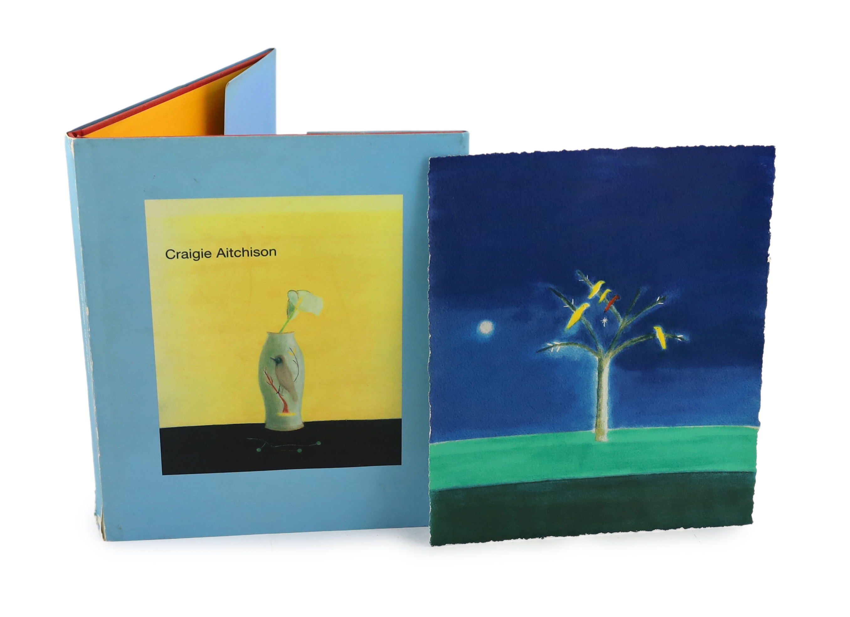 Craigie Aitchison C.B.E., R.A., R.S.A. (Scottish, 1926-2009), Canaries on a Tree / Out of the Ordinary, Screenprint in colours, 2003, 28 x 23cm